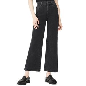 DL1961 Hepburn Wide Leg High Rise Cropped Jeans Stretch Vintage Nightshade Black